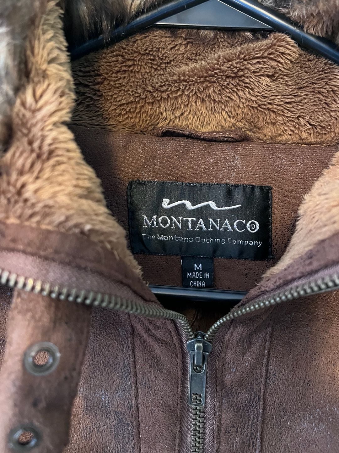Montanaco Faux Suede Jacket Size M Brown Faux Fur 3