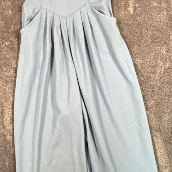 Halara Wide Leg Overalls Size XS Petite Dusty Blue Pintuck Jumpsuit