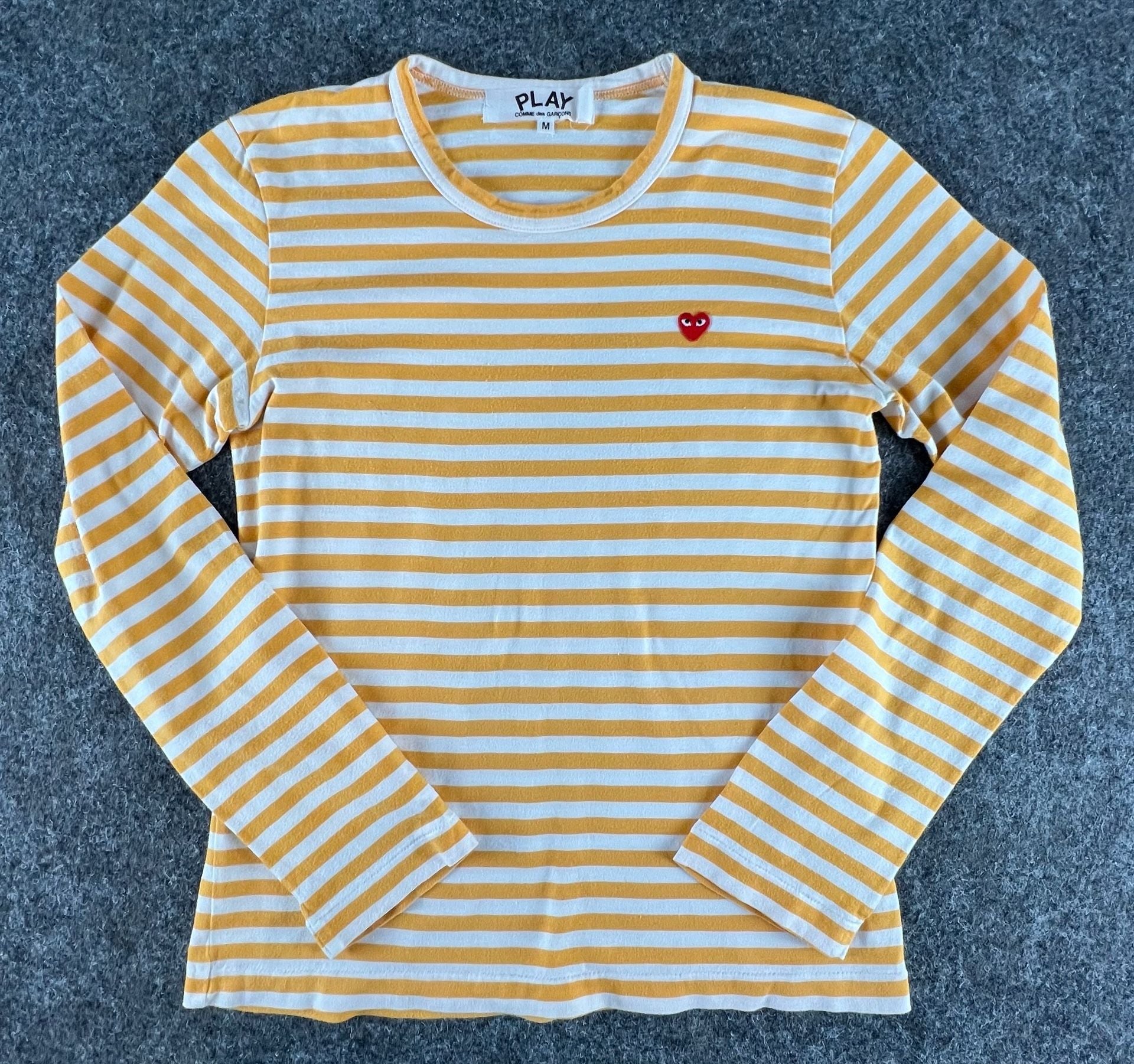 COMME des GARÇONS PLAY Striped Long Sleeve T-Shirt Size M Yellow 2