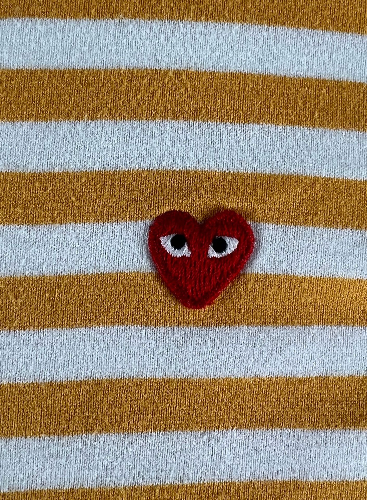 COMME des GARÇONS PLAY Striped Long Sleeve T-Shirt Size M Yellow 5