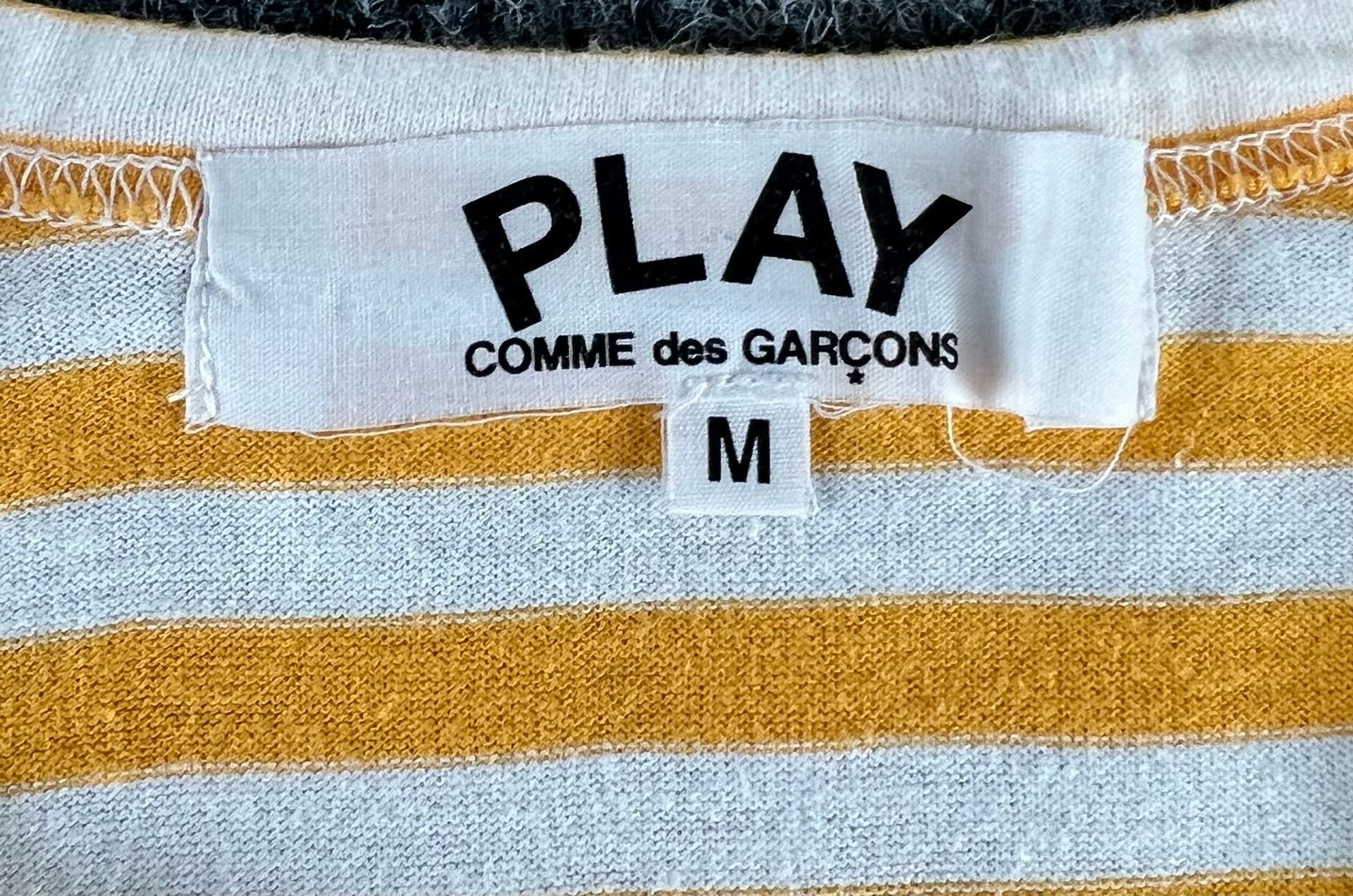 COMME des GARÇONS PLAY Striped Long Sleeve T-Shirt Size M Yellow 6