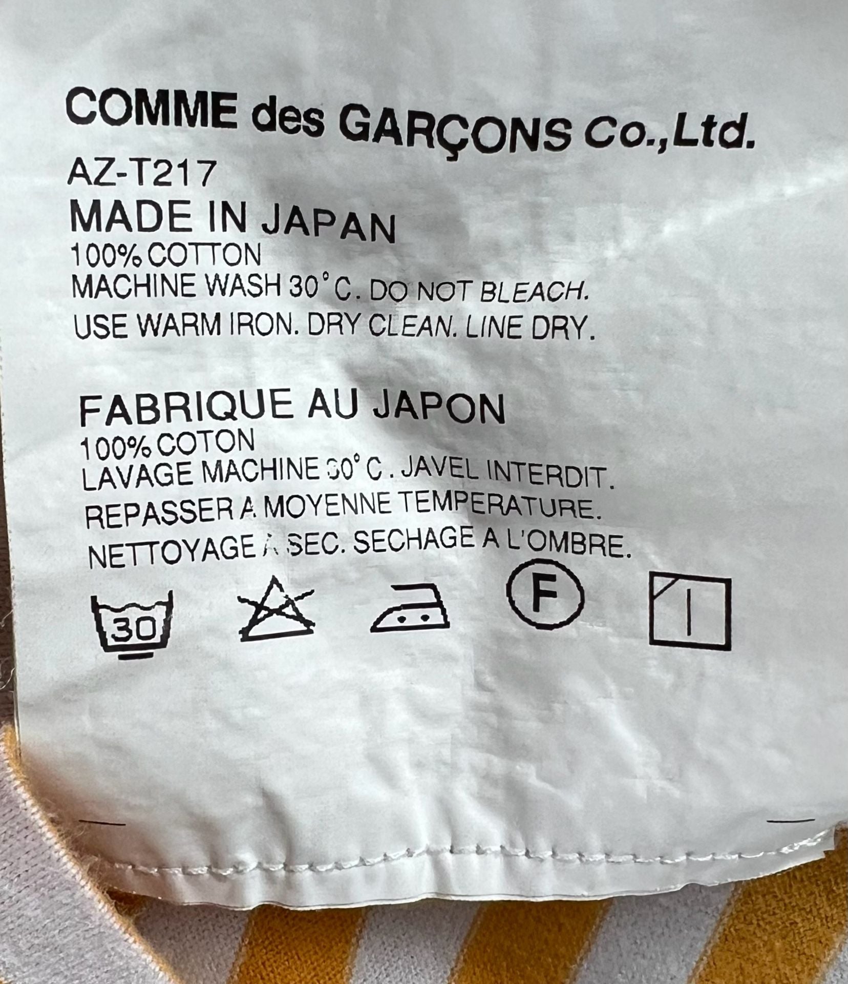 COMME des GARÇONS PLAY Striped Long Sleeve T-Shirt Size M Yellow 9