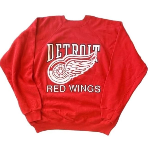 Hanes Detroit Red Wings Sweatshirt Size XL Vintage Red NHL Hockey