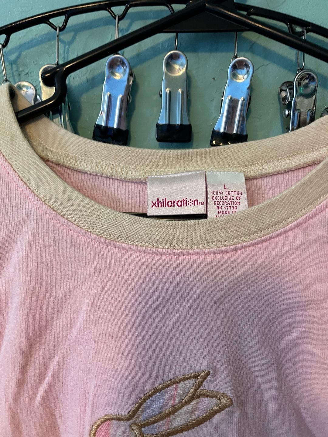 Xhilaration Pajama Set Size L Pink Bunny Stripe 3