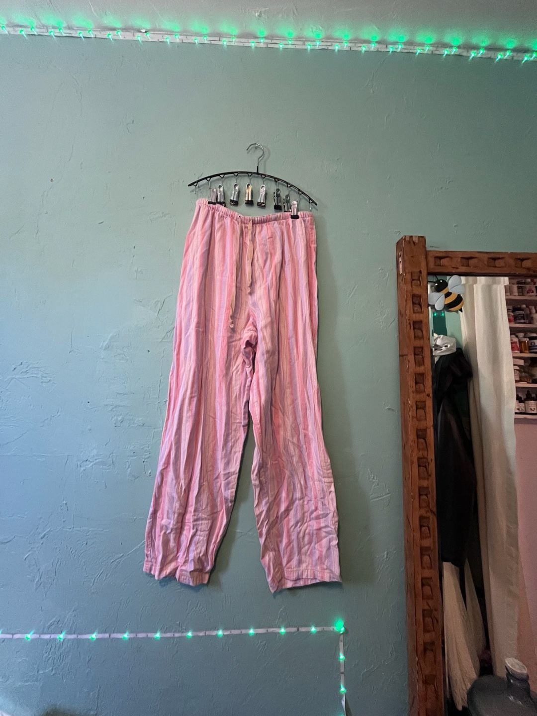 Xhilaration Pajama Set Size L Pink Bunny Stripe 5