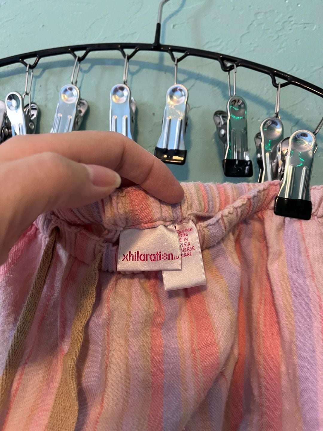 Xhilaration Pajama Set Size L Pink Bunny Stripe 7