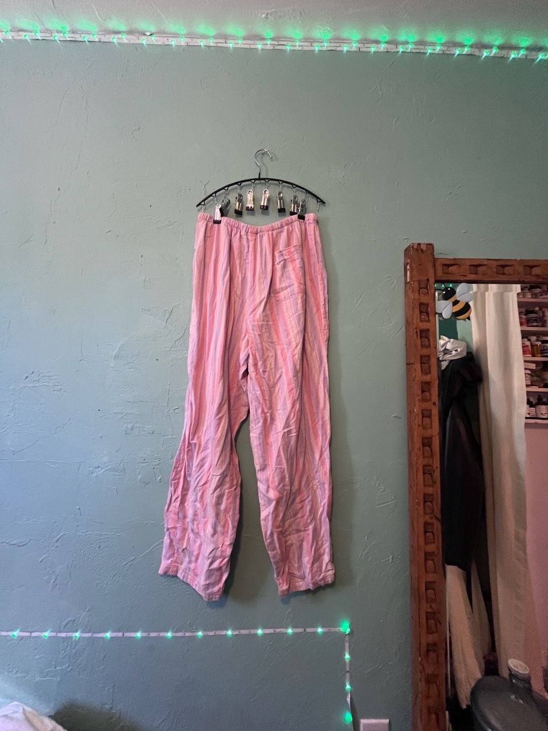 Xhilaration Pajama Set Size L Pink Bunny Stripe 8