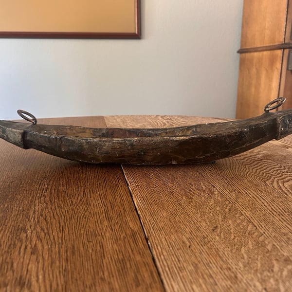 Antique Hand Carved Wooden Boat Bowl Primitive Rustic Decor