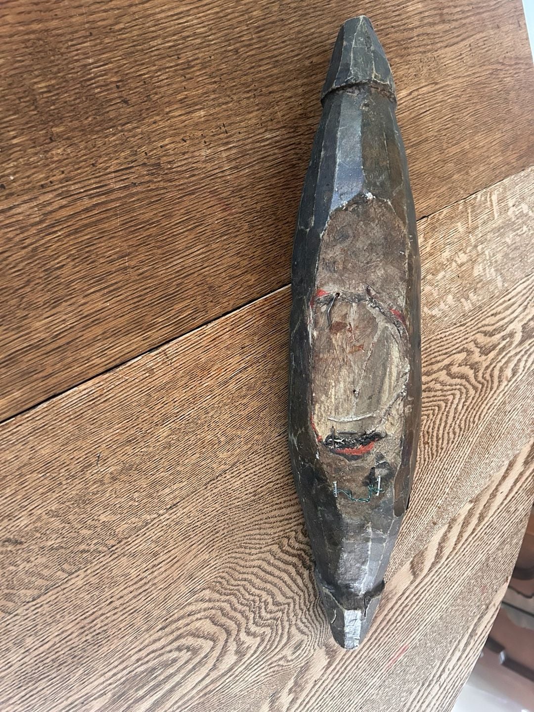 Antique Hand Carved Wooden Boat Bowl Primitive Rustic Decor 6