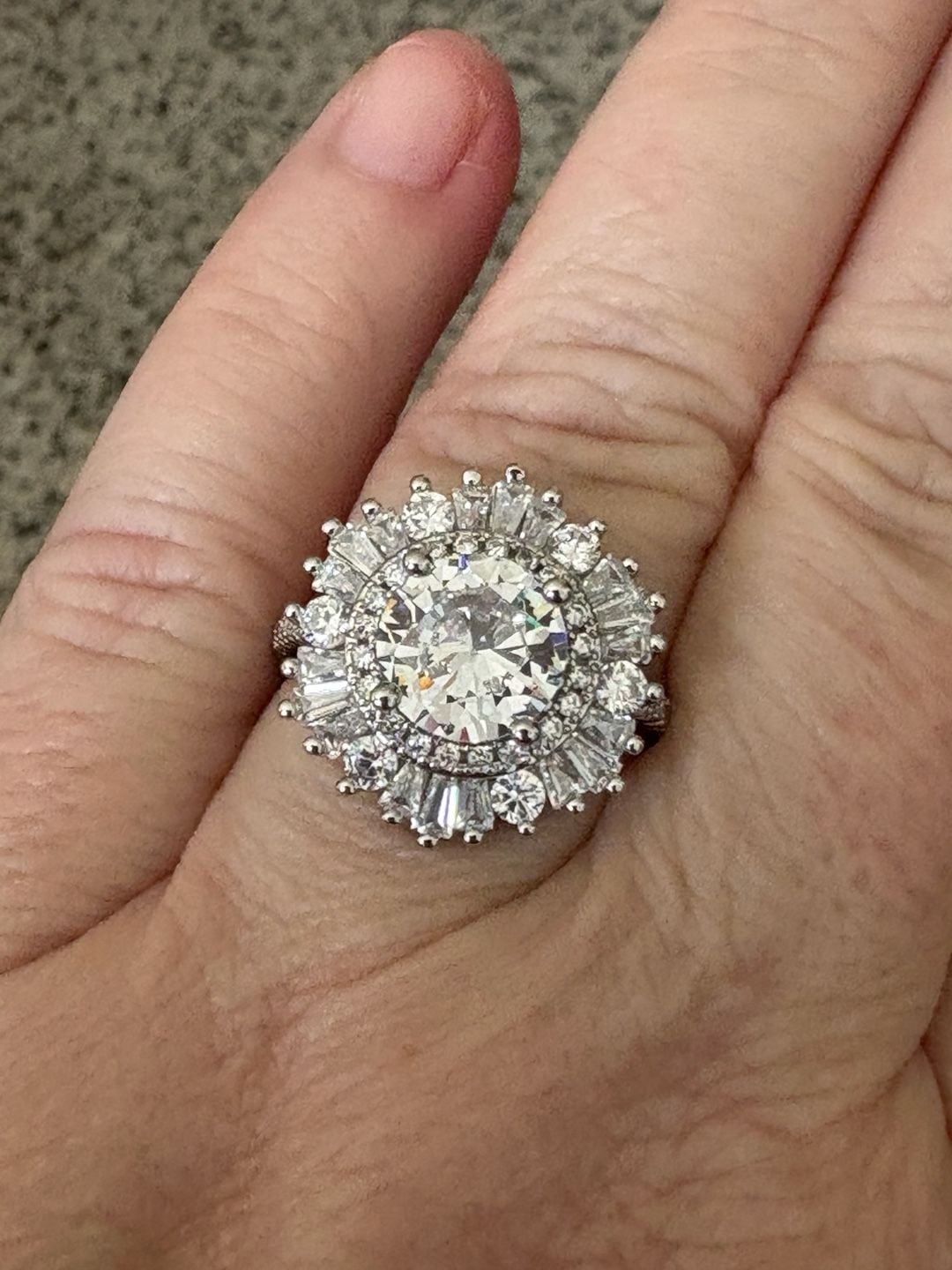 Moissanite Diamond 3 CT Center Stone Double Halo White Gold Size 9 4