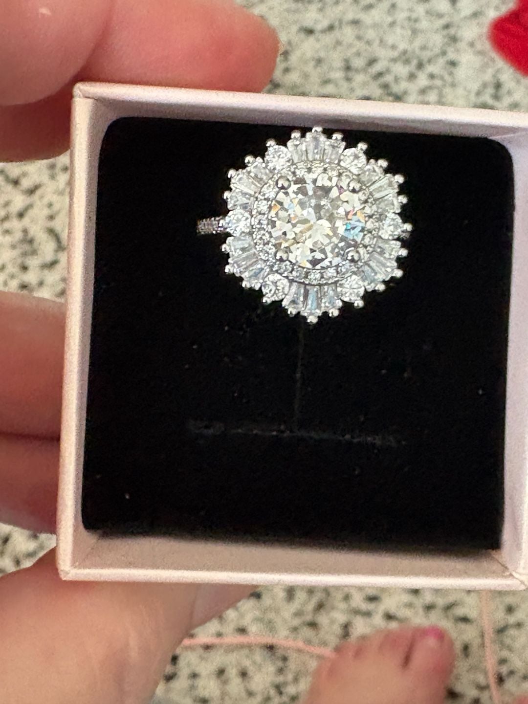 Moissanite Diamond 3 CT Center Stone Double Halo White Gold Size 9 7