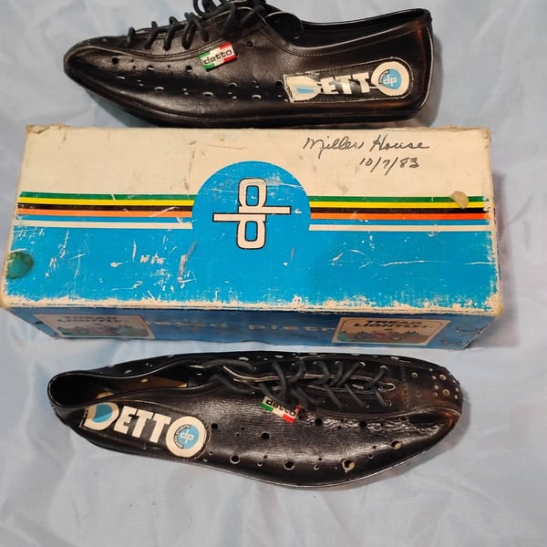 Detto Pietro Cycling Shoes Black Leather Vintage