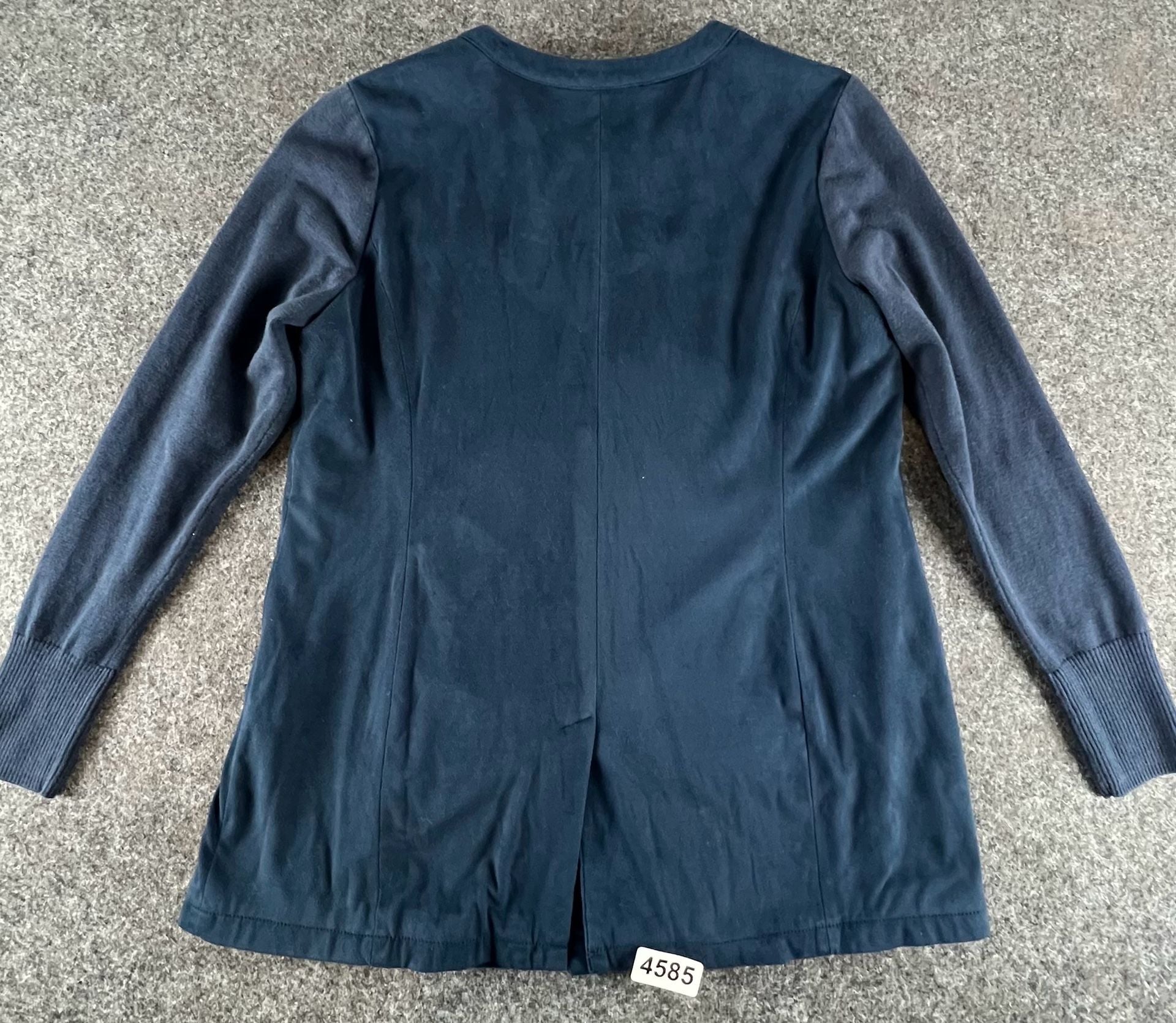 H By Halston Jacket Size 14 Blue Faux Suede Zip Front Long Sleeve 3