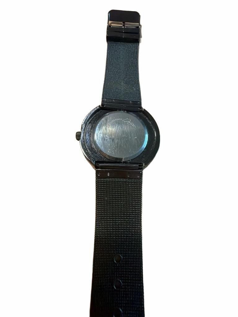 PAIDU Turntable Dial Quartz Watch Black Stainless Steel Mesh Band 7