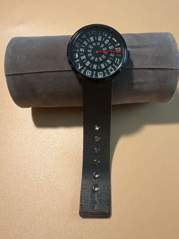 PAIDU Turntable Dial Quartz Watch Black Stainless Steel Mesh Band 3