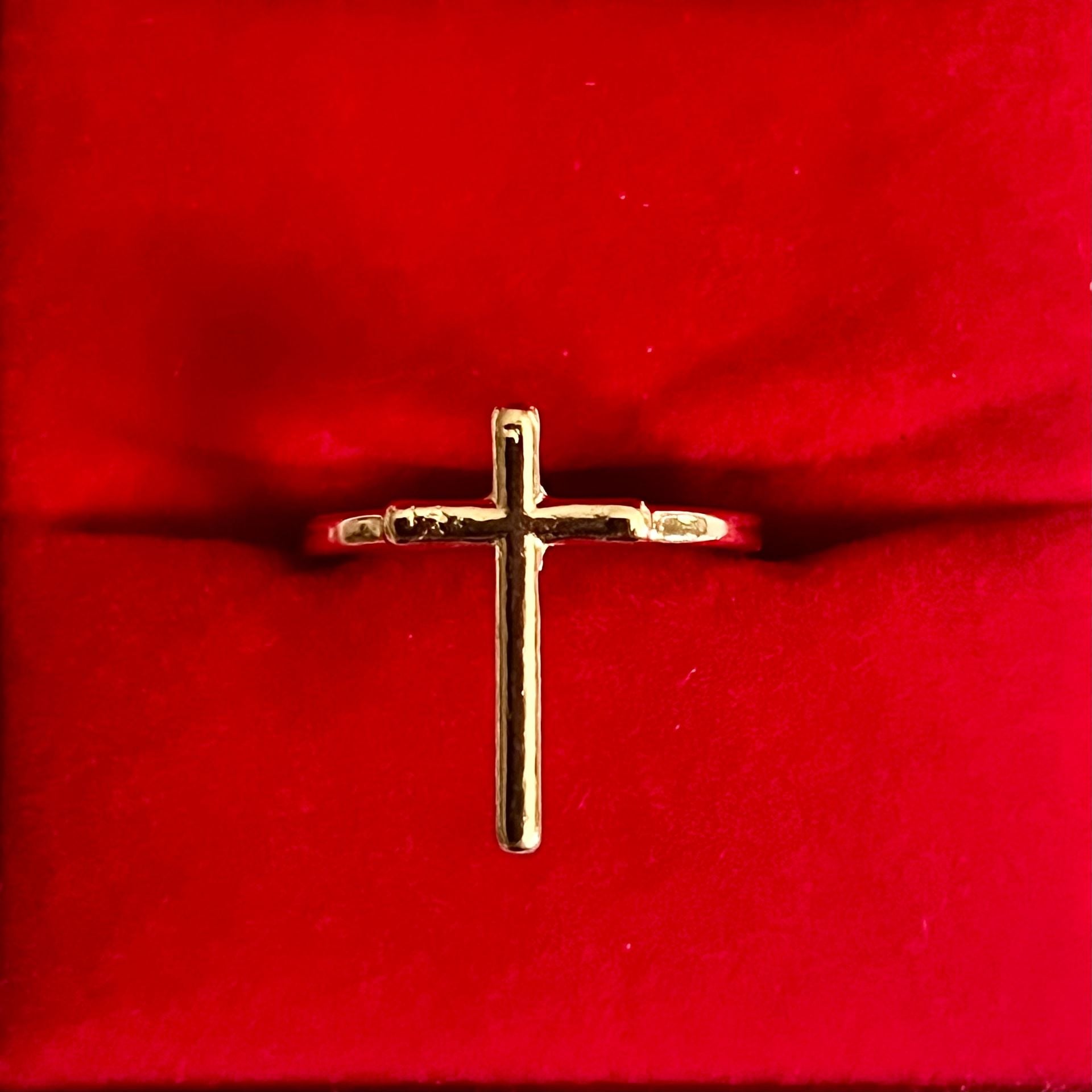 Gold Cross Ring Gold Tone Religious Ring Size 6 3