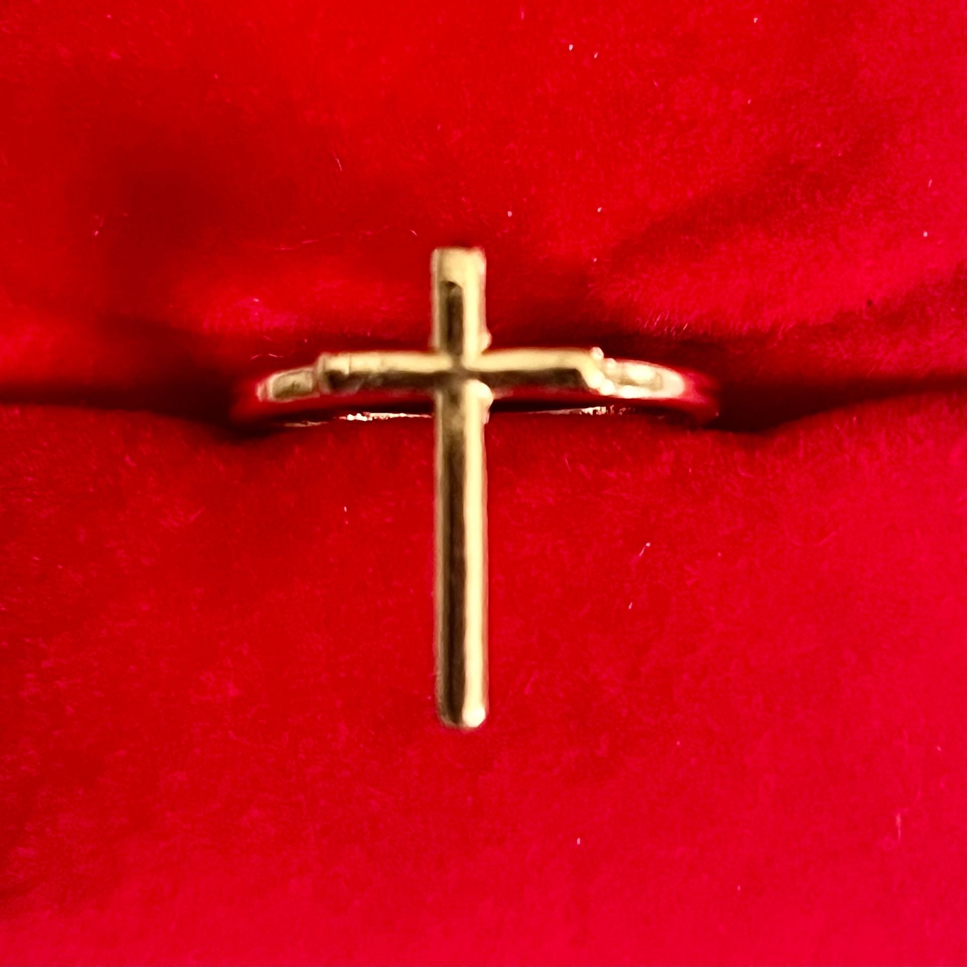 Gold Cross Ring Gold Tone Religious Ring Size 6 4