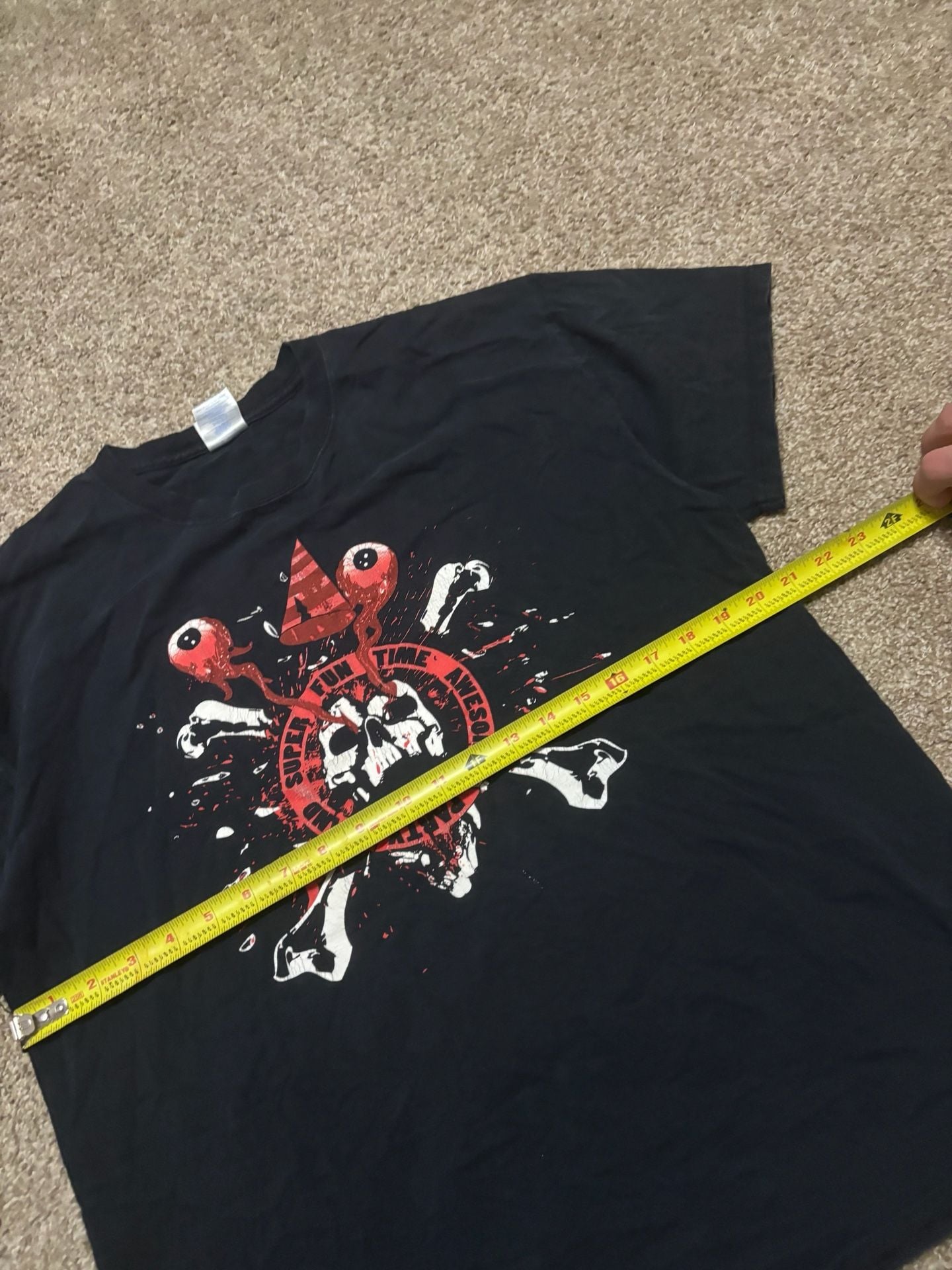 Early 2000s Gildan Super Fun Time Awesome Band Party Graphic T-Shirt Size L Black 4