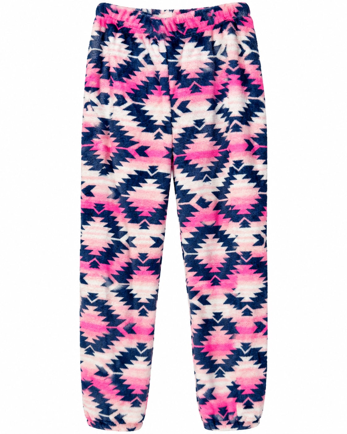 Justice Sleep 3-Piece Plush Pajama Set – Girls Size 12 – Pink/Navy Aztec Print 4