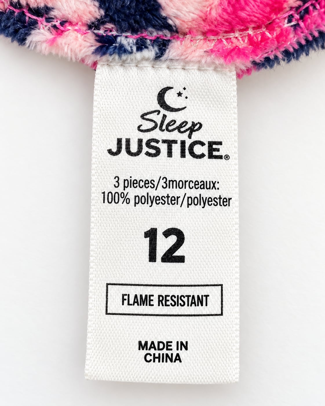 Justice Sleep 3-Piece Plush Pajama Set – Girls Size 12 – Pink/Navy Aztec Print 5