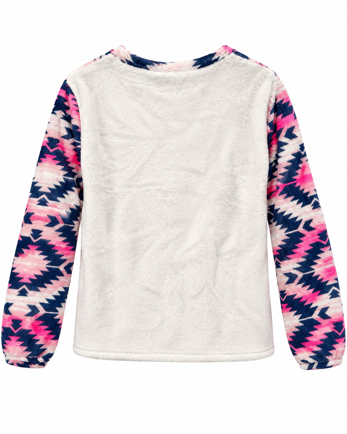 Justice Sleep 3-Piece Plush Pajama Set – Girls Size 12 – Pink/Navy Aztec Print 6