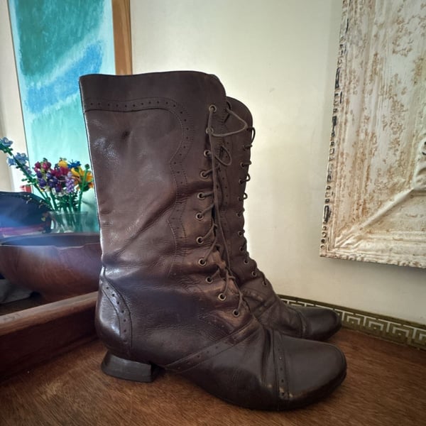 J. Jill Lace Up Boots Victorian Size 9M Brown Leather