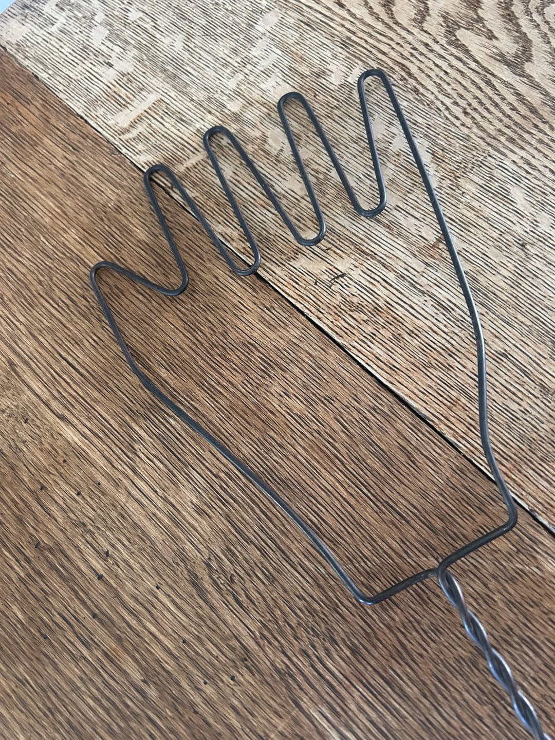 Vintage Primitive Wire Wood Handle Rug Beater Hand and Cross Set 3