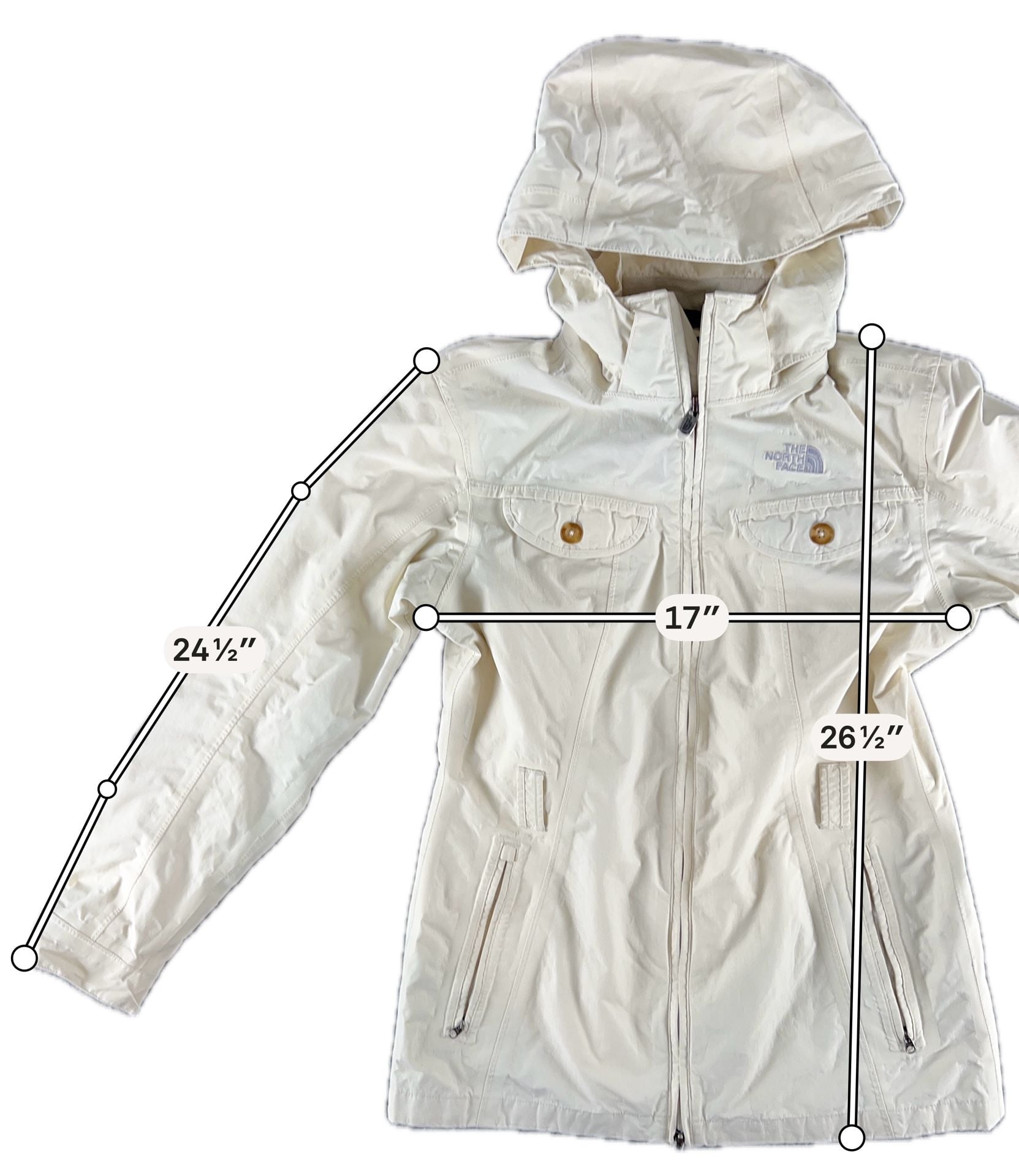 The North Face Hyvent Hooded Rain Jacket Cream White 12