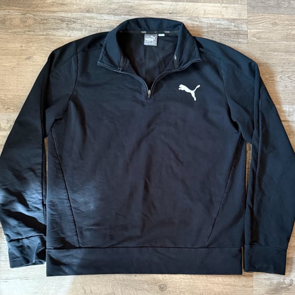 Puma Half Zip Up Black Shirt - men's medium