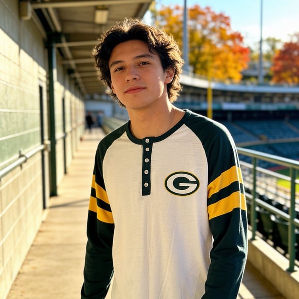 NFL Team Apparel Green Bay Packers Size M Henley Shirt