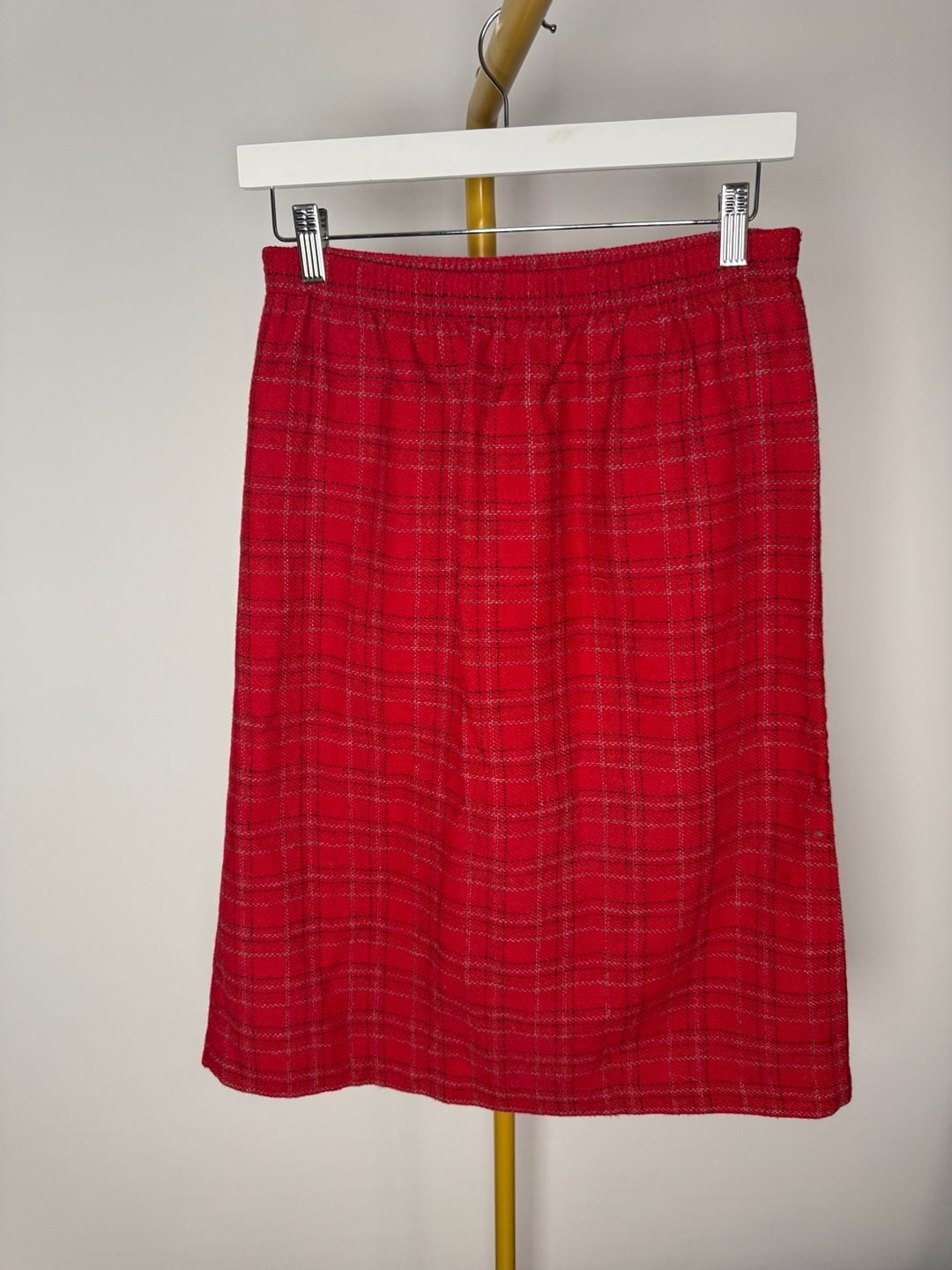 Vintage Blair Boutique Plaid Midi Skirt Size Medium Red Wool Blend 2