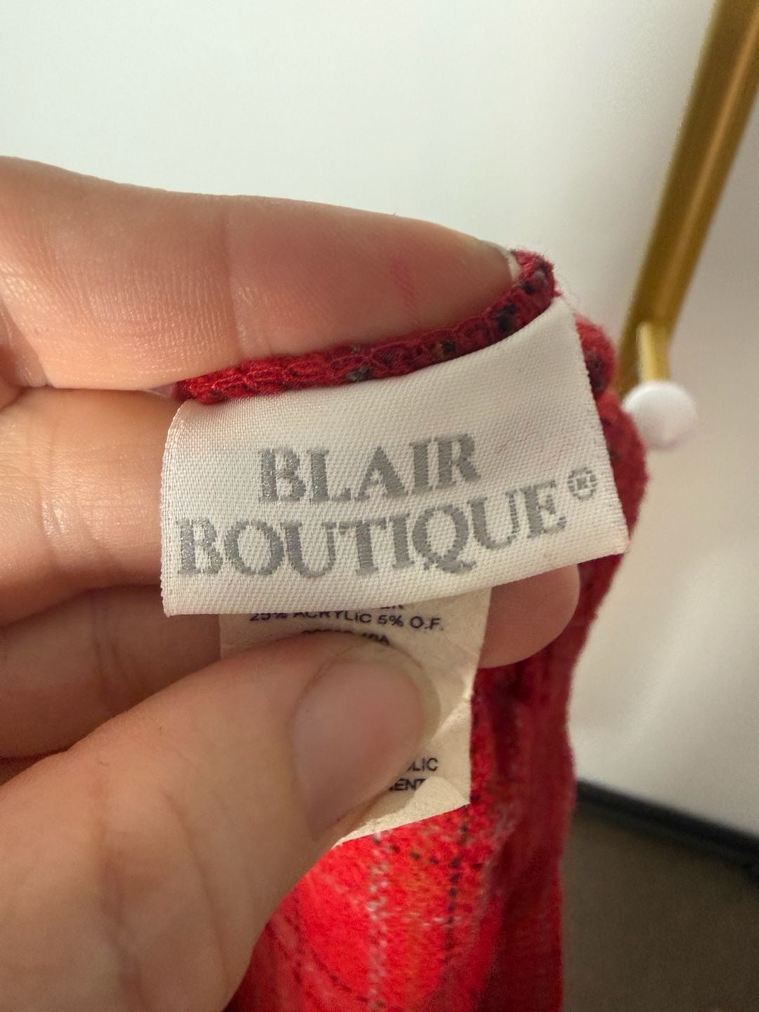 Vintage Blair Boutique Plaid Midi Skirt Size Medium Red Wool Blend 4
