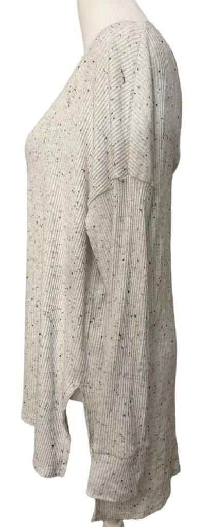 American Eagle Womens Speckled Ribbed Knit Sweater Cream Flecked Oversized Tunic 6