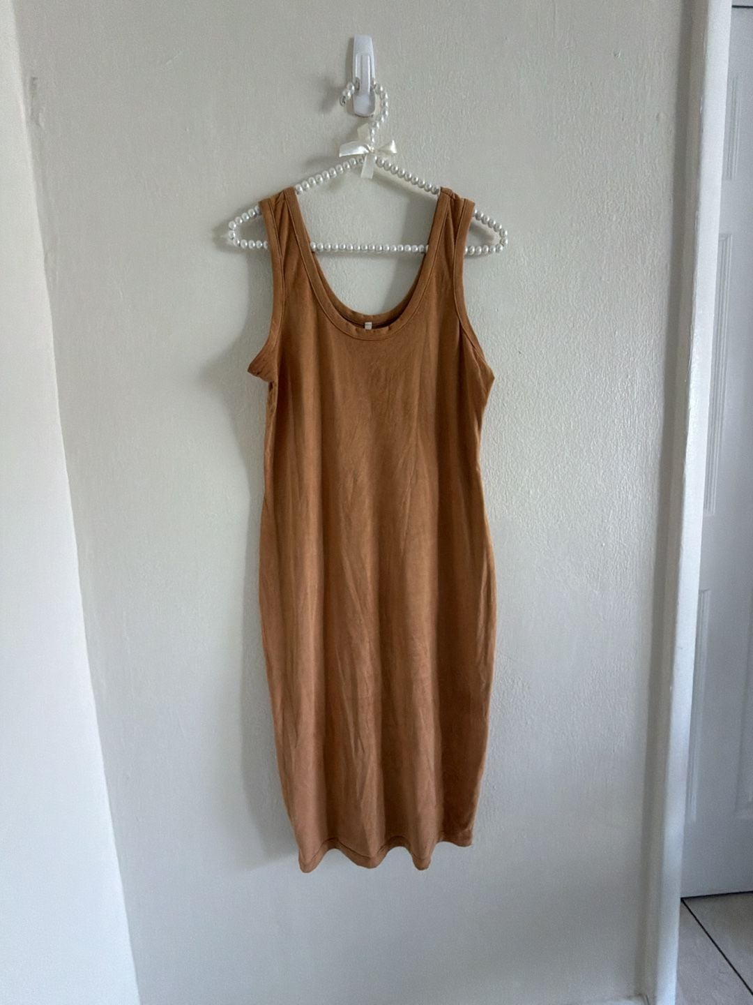 Goodtime USA Suede Tank Midi Dress Camel 2