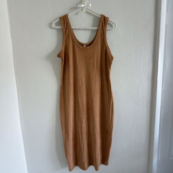 Goodtime USA Suede Tank Midi Dress Camel