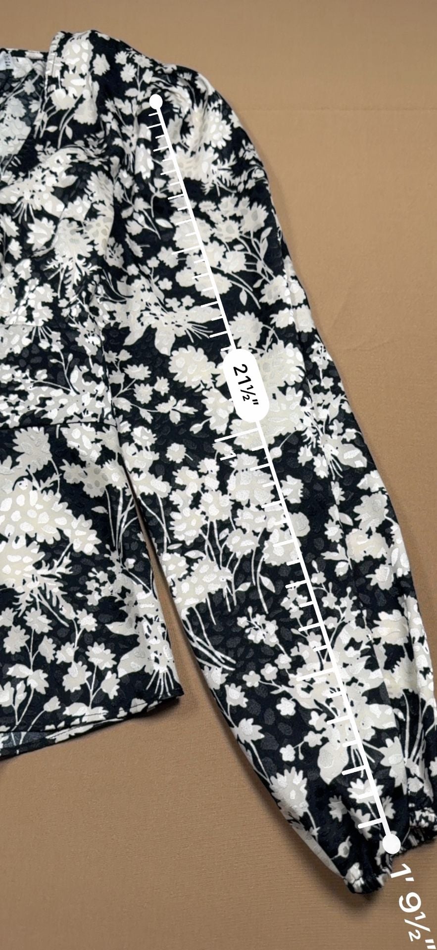 Rebecca Minkoff Cindy Floral Blouse Size XXS Black White Long Sleeve 12