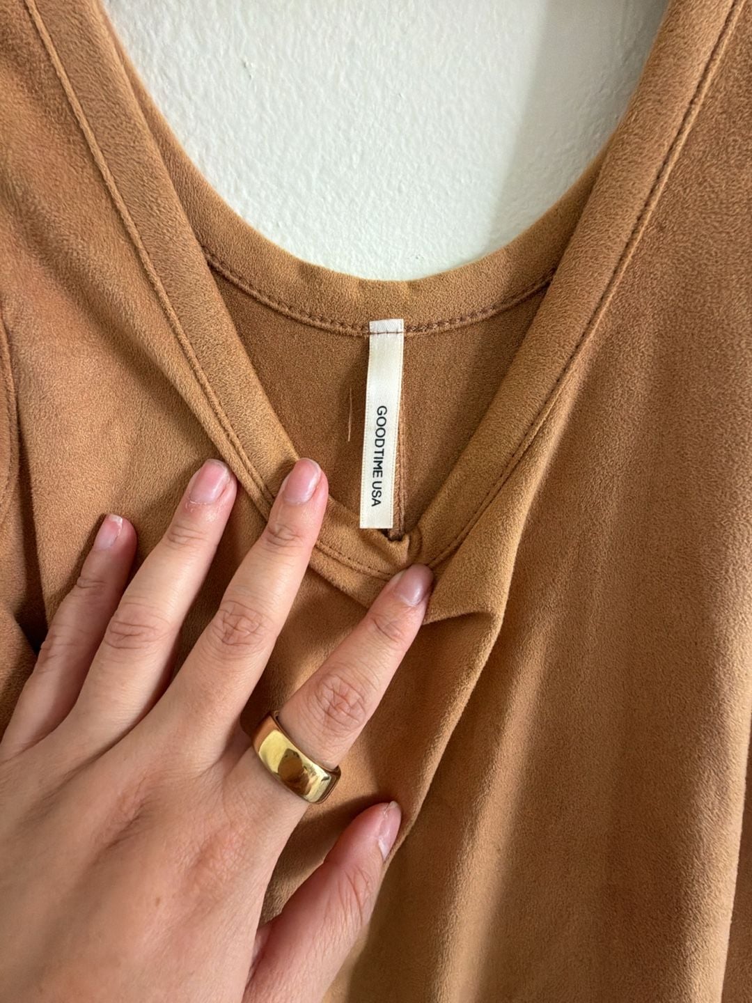 Goodtime USA Suede Tank Midi Dress Camel 3