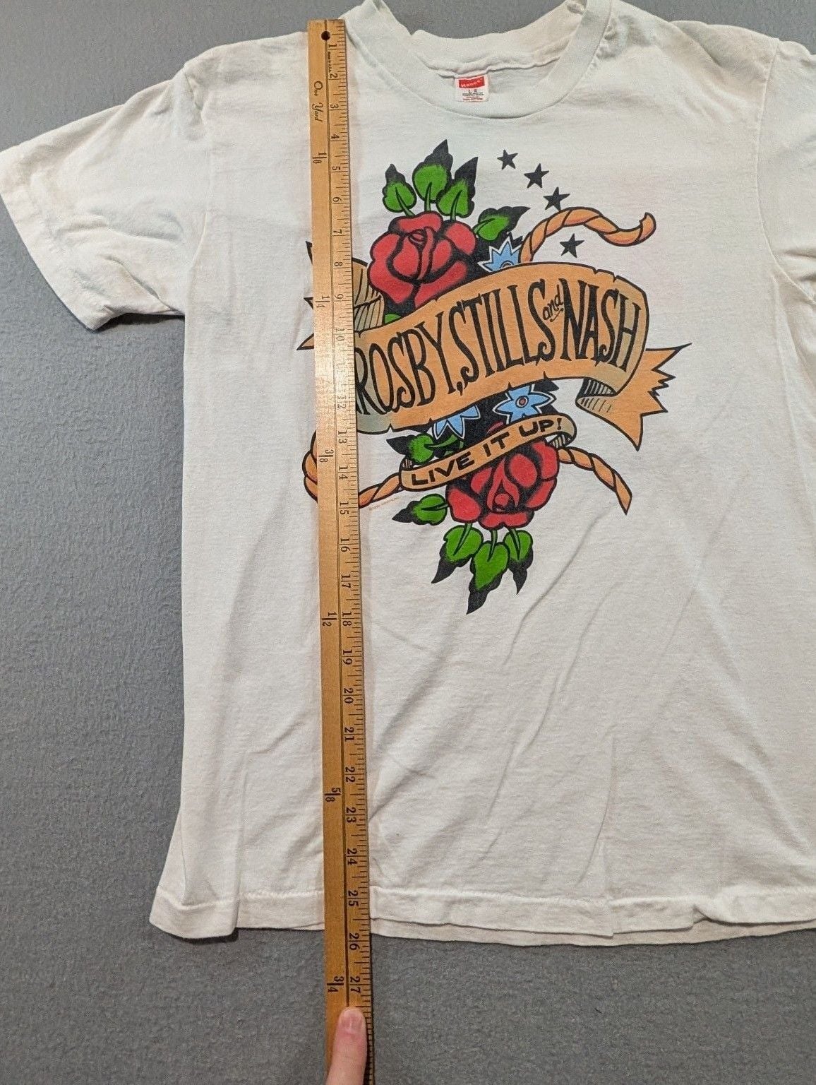 Hanes Crosby Stills & Nash Live It Up T-Shirt Size L Vintage 1990 6