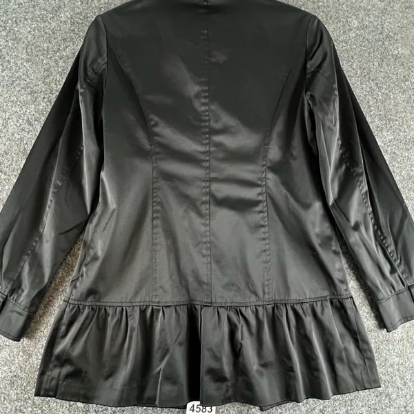 Mac & Jac Peplum Trench Coat Size M Black Button Front Jacket