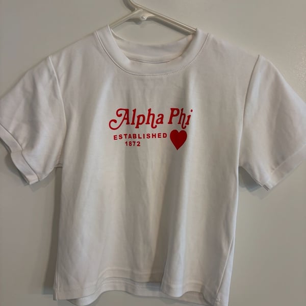 Fresh Prints Alpha Phi T-Shirt Size M White