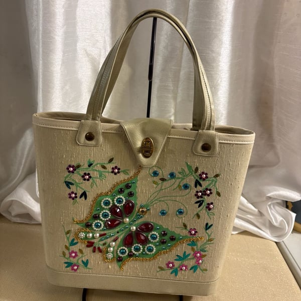 Vintage Enid Collins Butterfly Jeweled Tote