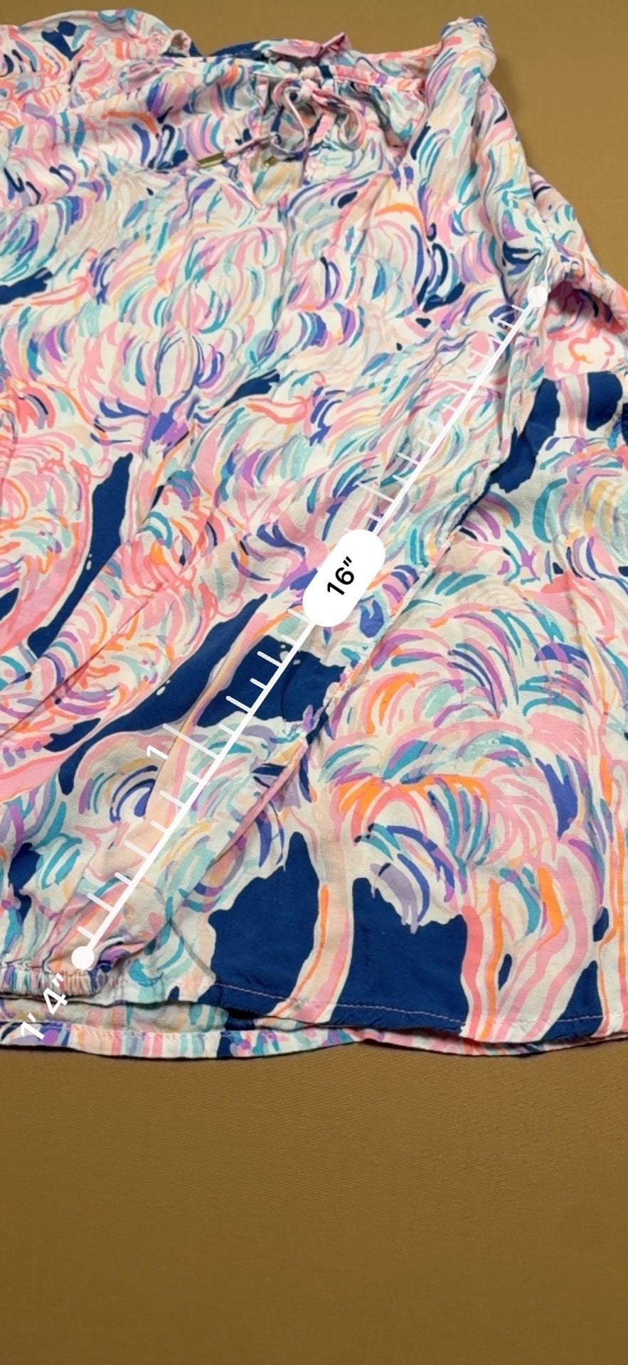 Lilly Pulitzer Willa Top Size XS Pink Multi Print Tie Neck Blouse 8