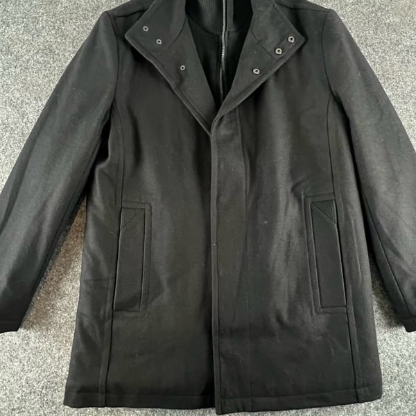 Marc New York Wool Jacket with Knit Bib Insert Black