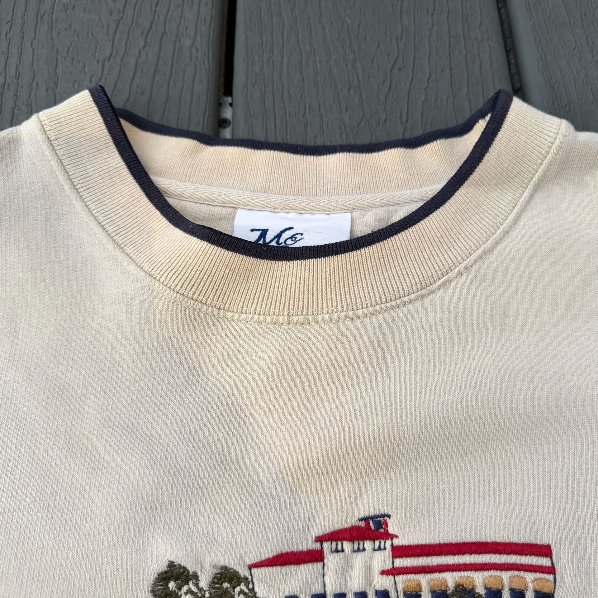 Grandpa Core All American Golfer Embroidered Golf Graphic Cream Sweatshirt XL 7