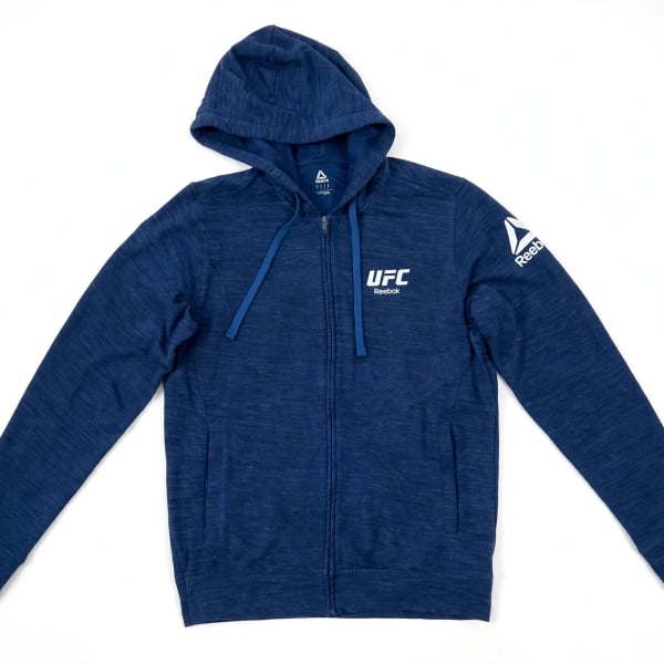 Reebok UFC Full Zip Hoodie Size L Blue Heather Knit Sweatshirt