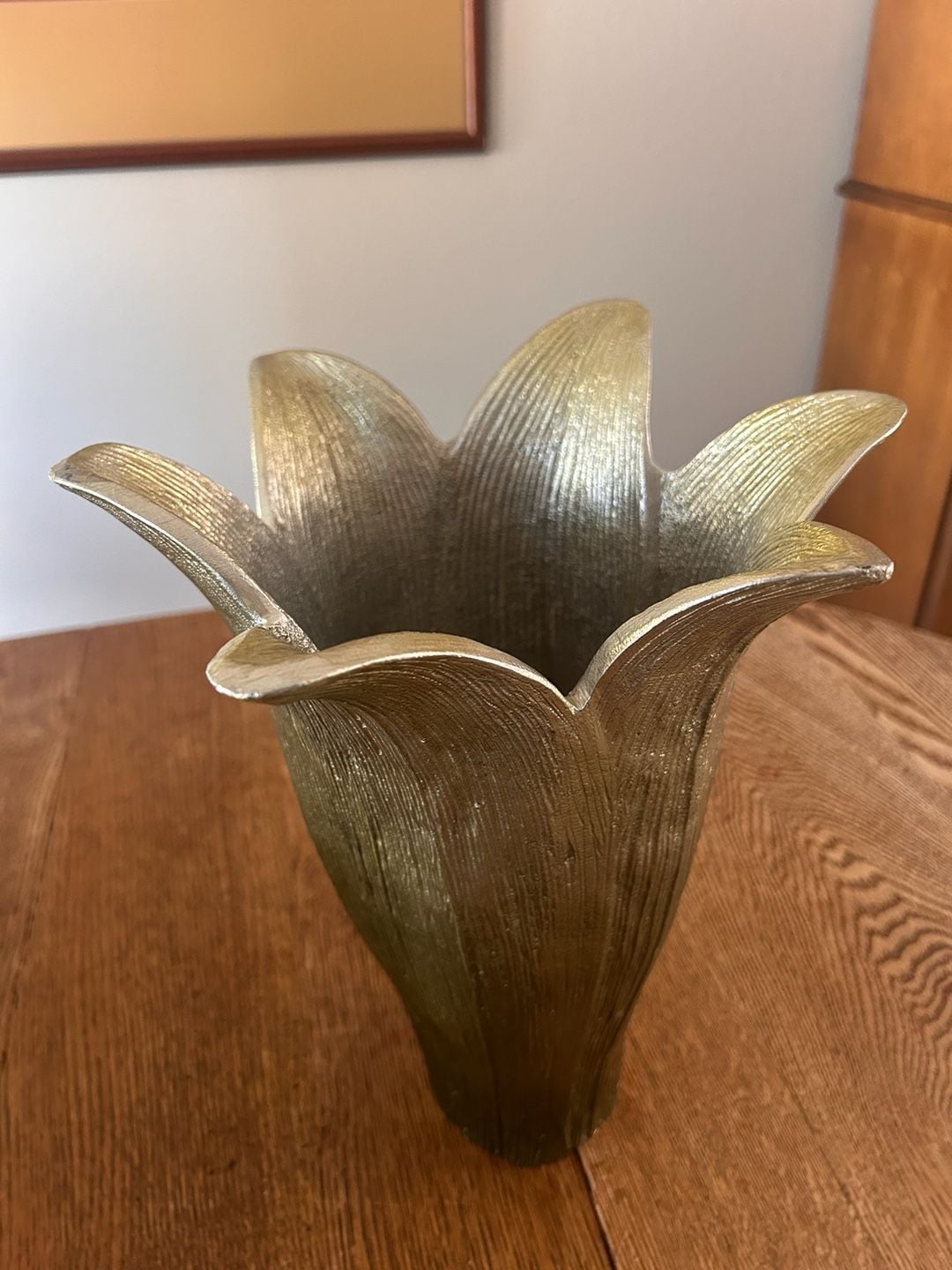 Bird and Brass Tulip Leaves Metal Vase Gold 2