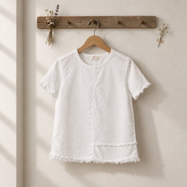 AG Adriano Goldschmied T-Shirt Size M White Raw Edge Short Sleeve