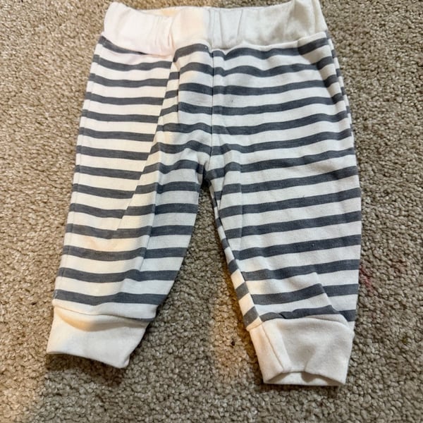 Wild Child Striped Baby Pants 0-3 Mos Gray White Cotton Joggers