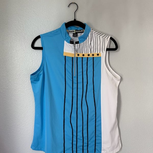 Jamie Sadock Sleeveless 1/4 Zip Golf Top Size M Blue