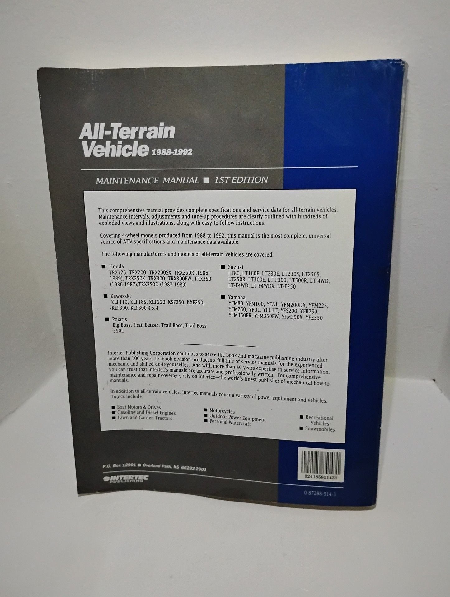 Intertec All-Terrain Vehicle Maintenance Manual 1988-1992 Volume 2 2
